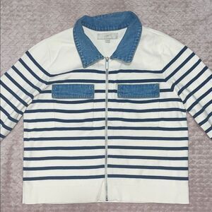 LOFT Women’s Denim Collar Striped Top or Jacket